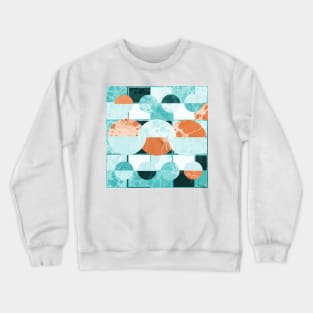 Abstract Mid Century Circles Pattern in Marbled Paper: Hot and Cold Crewneck Sweatshirt